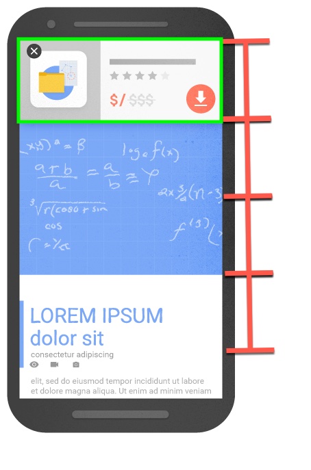 Image from Google of a smartphone screen with a acceptable popup size