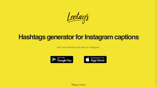 Screenshot of Leetags home page.