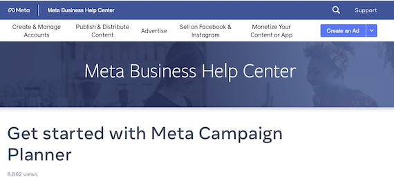 Home page of Meta Campaign Planner