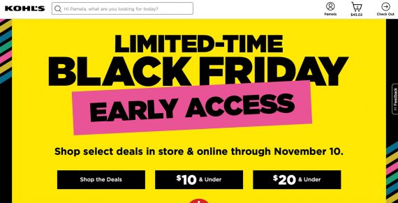 Kohl's sales graphic: Limited-Time Black Friday Early Access.