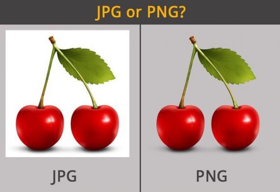 Screenshot comparing a JPG image to a PNG image of cherries.