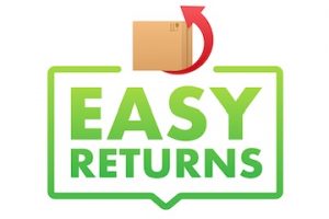 Illustration of a stamp reading "Easy Returns"