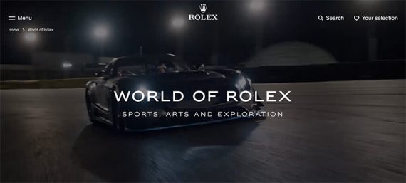 capture d'écran de "Le monde de Rolex" page montrant une voiture chère