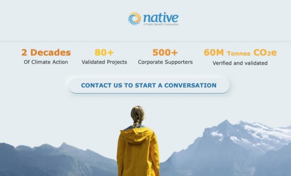 Screenshot of Native.eco home page.