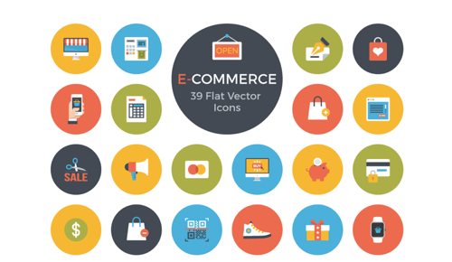 Icons screenshot of 39 Free Ecommerce Flat Vector Icons