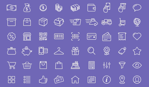 Screenshot of icons from 54 Free E-commerce Icons