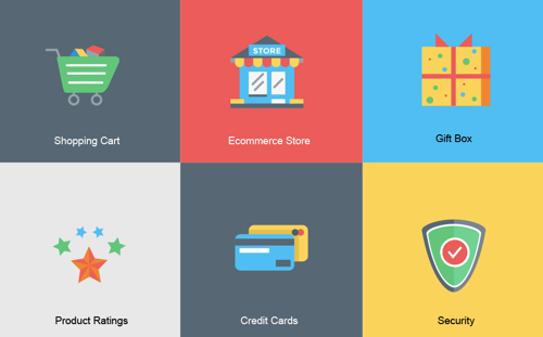 Screenshot of icons from the Ecommerce icon set