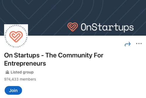 Home page of On Startups LinkedIn group