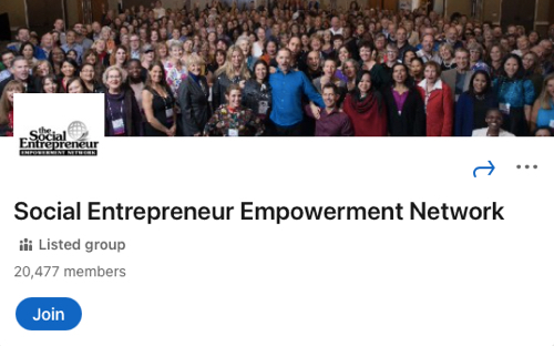 Page d'accueil du groupe LinkedIn du Réseau d'autonomisation des entrepreneurs sociaux
