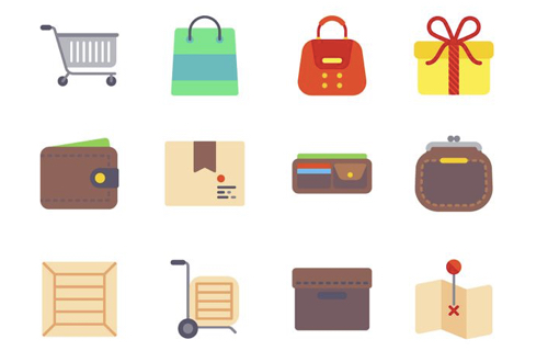 A screenshot of The Free Flat eCommerce Icon Set icons