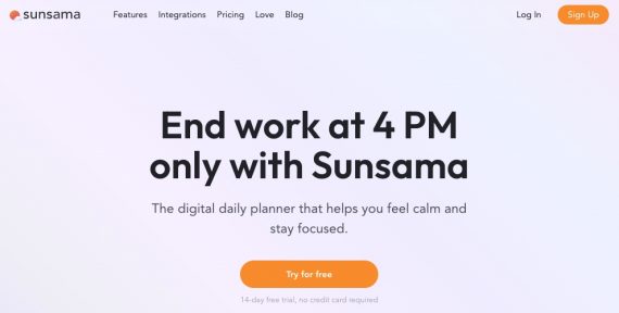 Home page of Sunsama
