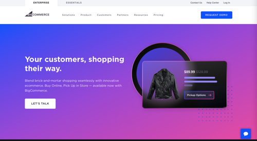 Website announcing BigCommerce's BOPIS