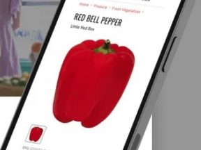 Image from the Grocerist of a red bell pepper on a smartphone
