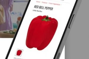Image from the Grocerist of a red bell pepper on a smartphone