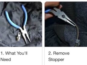 Screenshot from mobile search results of steps for fixing a zipper