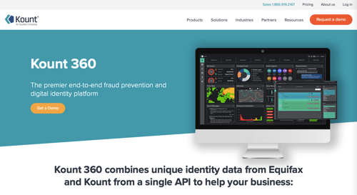 Kount's web page announcing Kount 360
