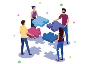 Illustration from Analytics Vidhya of people holding puzzle pieces