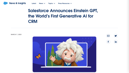 Home page of Salesforce's Einstein GPT