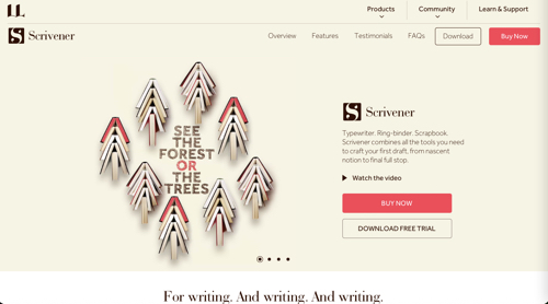 Home page of Scrivener
