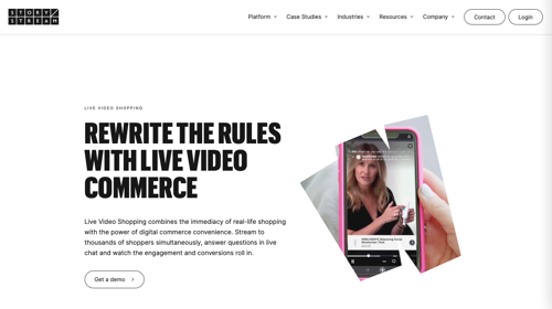 Home page of StoryStream - Live Video Shopping