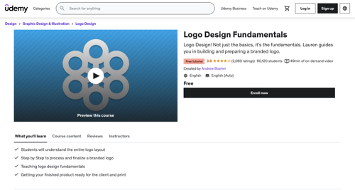 Home page of Udemy - Logo Design Fundamentals 