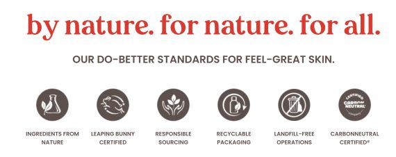 List of sustainable and cruelty free icons on a website's home page.