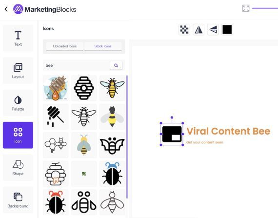 Screenshot of "Viral Content Bee" logo in MarketingBlocks.