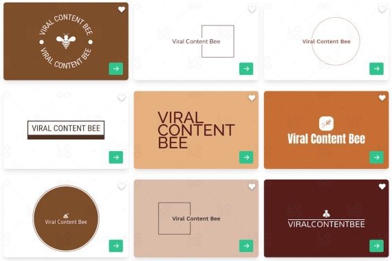 Screenshot of "Viral Content Bee" logo in Logo.com.