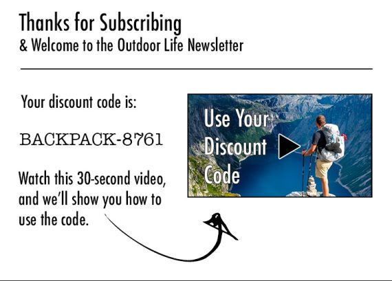 A hypothetical welcome page with the heading "Thanks for Subsribing & Welcom to the Outdoor Life Newsletter"
