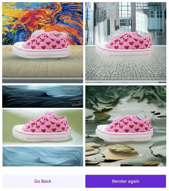 4 background images with the same pink tennis shoes