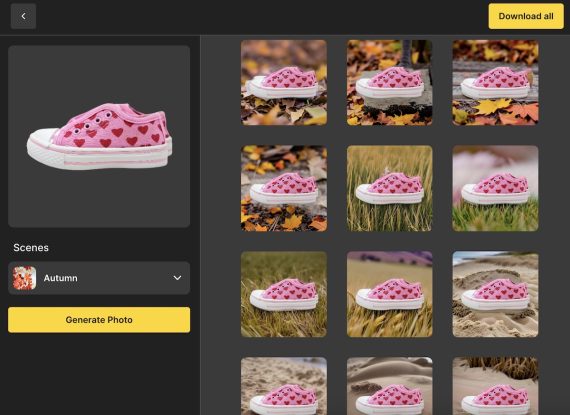 9 background images with the same pink tennis shoes