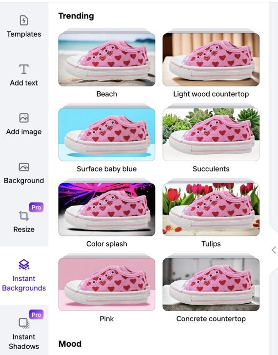 8 background images with the same pink tennis shoes