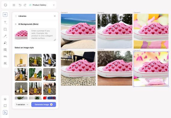 6 background images with the same pink tennis shoes