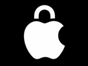 Apple logo with a padlock symbol on top of it