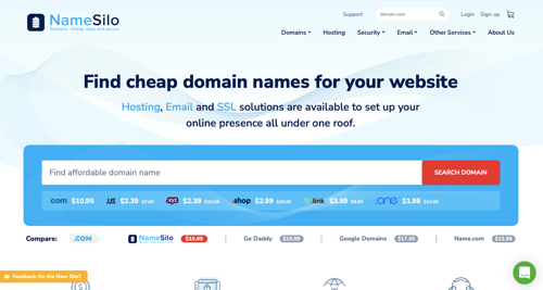 Home page of NameSilo