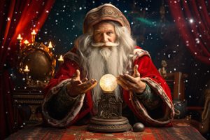 AI-generated image of Santa as a fortune teller