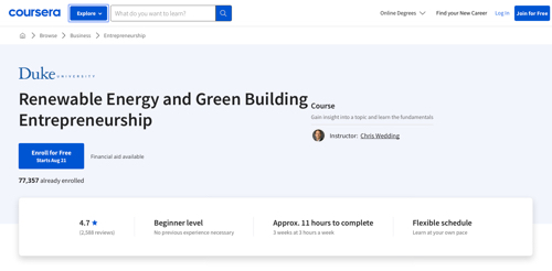 Home page: Renewable Energy and Green Building Entrepreneurship. Duke University.