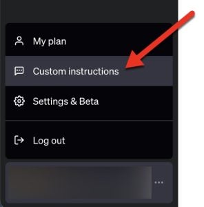 ChatGPT drop-down menu for selecting custom instructions ChatGPT drop-down menu for selecting custom instructions