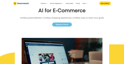 "AI for E-Commerce" web page on Bloomreach