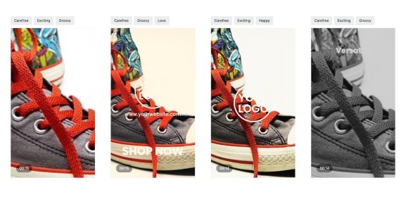 Screenshot of canvas tennis shoes photos in a video