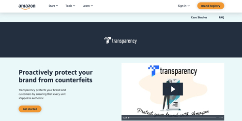 Web page of Amazon Transparency