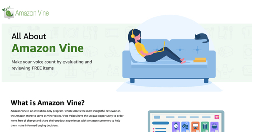 Home page of Amazon Vine