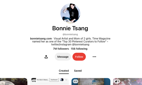Bonnie Tsang's Pinterest page
