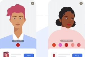 Illustration of two people from Google's AR beauty tool blog post