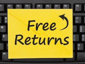 Free Returns message on an envelope on black keyboard for your online sales