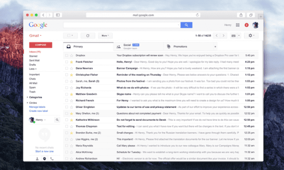 Screenshot of a Gmail inbox on a laptop screen