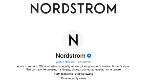 Nordstrom's Pinterest page
