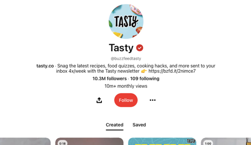 Tasty's Pinterest page