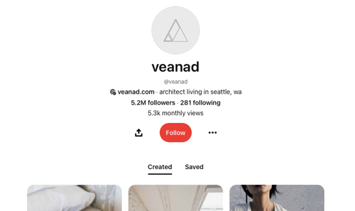 Veanad's Pinterest page
