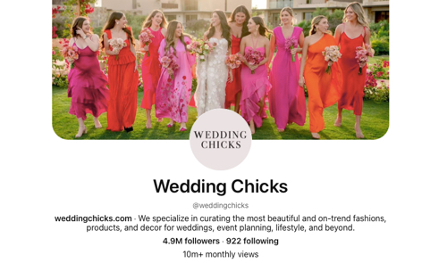 Wedding Chicks' Pinterest page